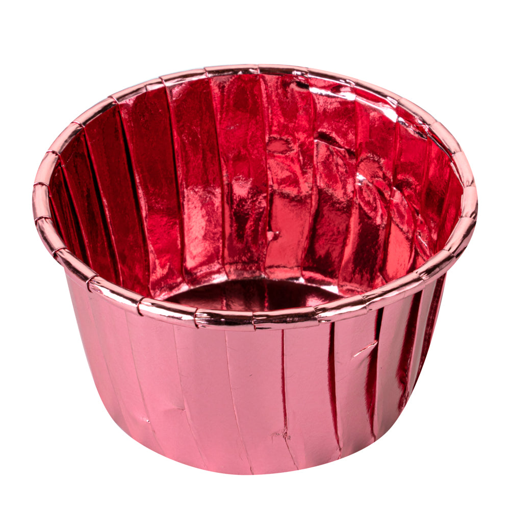 Panificio 3.5 oz Round Rose Gold Foil Paper Baking Cup - Lids Available - 2 3/4" x 2 3/4" x 1 1/2" - 50 count box