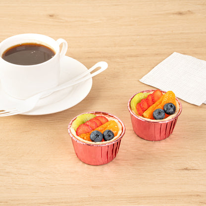 Panificio 3.5 oz Round Rose Gold Foil Paper Baking Cup - Lids Available - 2 3/4" x 2 3/4" x 1 1/2" - 50 count box