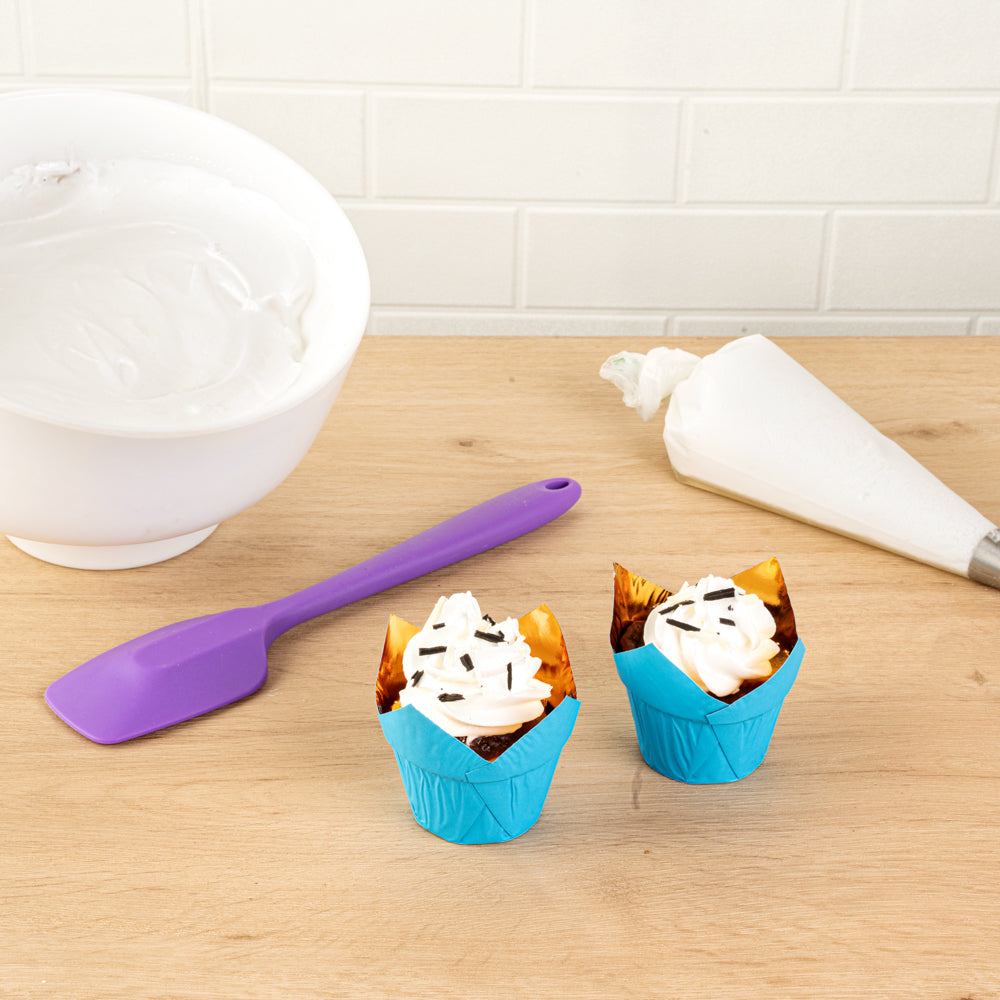 Panificio 3.9 oz Blue Foil Paper Tulip Baking Cup - 3 1/4" x 3 1/4" x 2 3/4" - 500 count box