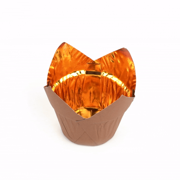 Panificio 3.9 oz Brown Foil Paper Tulip Baking Cup - 3 1/4" x 3 1/4" x 2 3/4" - 500 count box