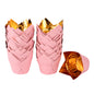 Panificio 3.9 oz Pink Foil Paper Tulip Baking Cup - 3 1/4" x 3 1/4" x 2 3/4" - 500 count box