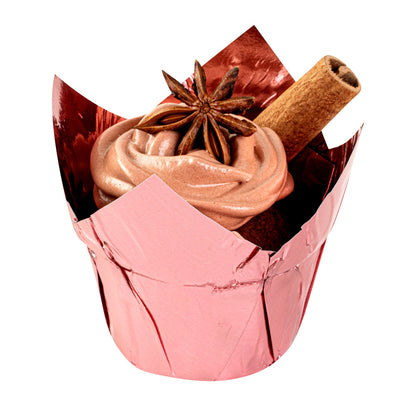 Panificio 3.9 oz Rose Gold Foil Paper Tulip Baking Cup - 3 1/4" x 3 1/4" x 2 3/4" - 50 count box