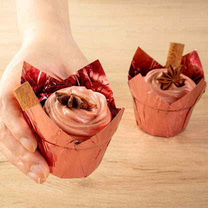 Panificio 3.9 oz Rose Gold Foil Paper Tulip Baking Cup - 3 1/4" x 3 1/4" x 2 3/4" - 50 count box