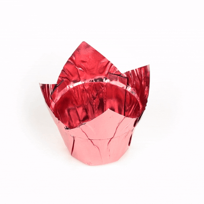 Panificio 3.9 oz Rose Gold Foil Paper Tulip Baking Cup - 3 1/4" x 3 1/4" x 2 3/4" - 500 count box