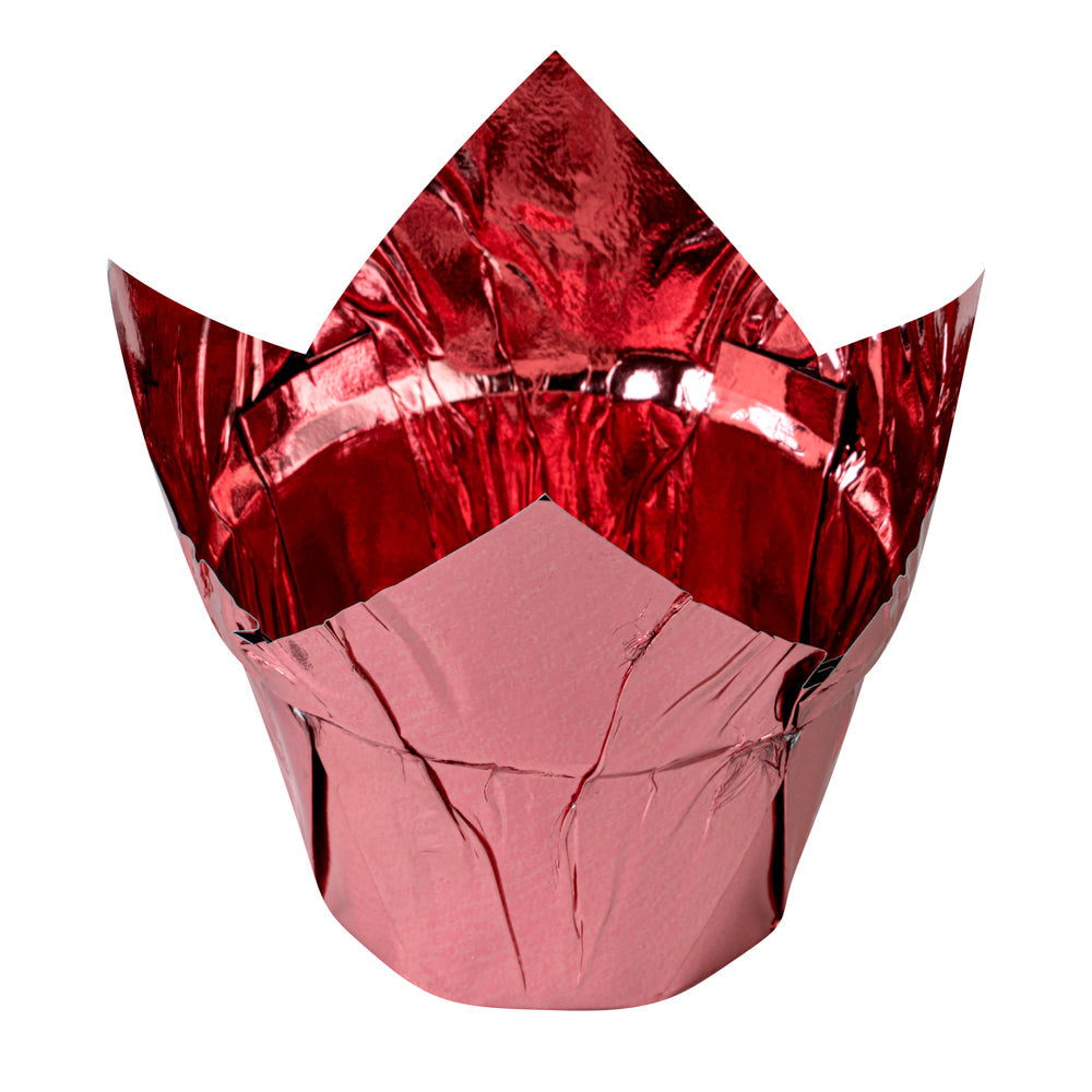 Panificio 3.9 oz Rose Gold Foil Paper Tulip Baking Cup - 3 1/4" x 3 1/4" x 2 3/4" - 500 count box