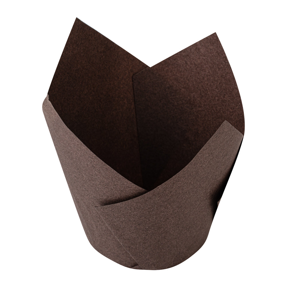 Panificio 3.5 oz Brown Paper Tulip Baking Cup - Greaseproof - 3 1/4" x 3 1/4" x 3 1/4" - 500 count box