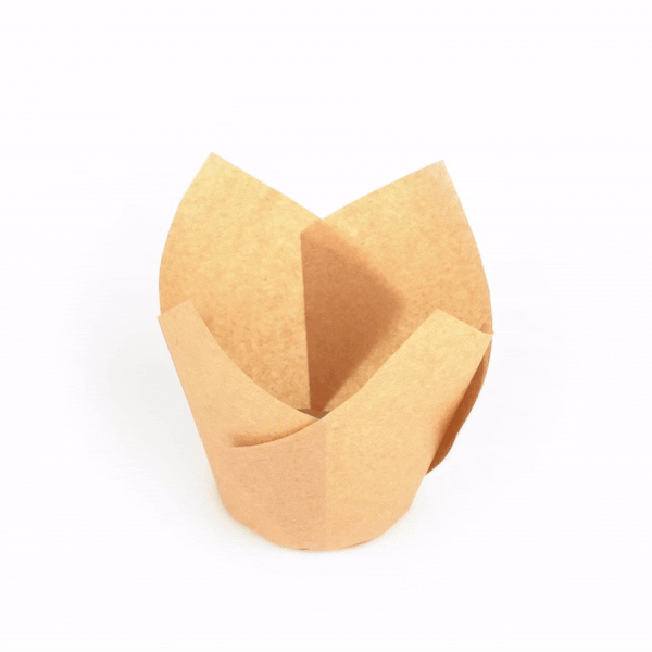 Panificio 3.5 oz Kraft Paper Tulip Baking Cup - Greaseproof - 3 1/4" x 3 1/4" x 3 1/4" - 500 count box