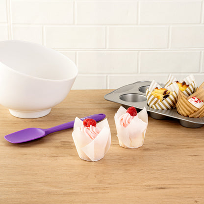 Panificio 3.5 oz White Paper Tulip Baking Cup - Greaseproof - 3 1/4" x 3 1/4" x 3 1/4" - 50 count box