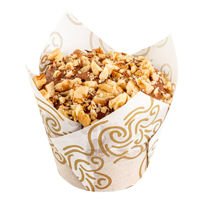 Panificio 3.5 oz White Paper Floral Tulip Baking Cup - Greaseproof - 3 1/4" x 3 1/4" x 3 1/4" - 50 count box