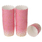 Panificio 4.5 oz Pink Paper Scalloped Baking Cup - Gold Polka Dots - 2 3/4" x 2 3/4" x 2" - 50 count box