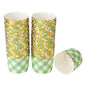 Panificio 4.5 oz Green Plaid Paper Scalloped Baking Cup - Gold Rim - 2 3/4" x 2 3/4" x 2" - 50 count box