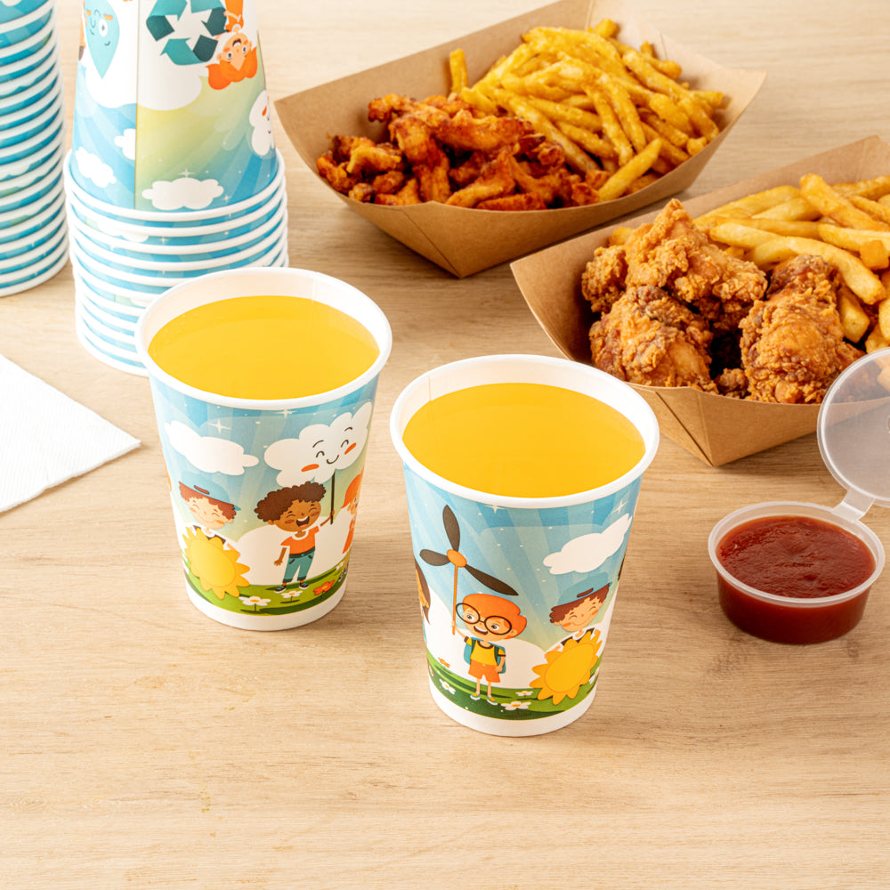RW Kids 12 oz Paper Drinking Cup - 3 1/2" x 3 1/2" x 4 1/4" - 50 count box