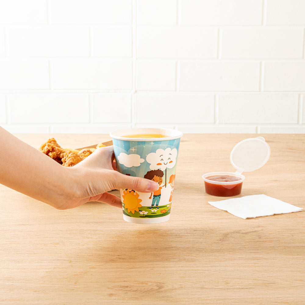 RW Kids 12 oz Paper Drinking Cup - 3 1/2" x 3 1/2" x 4 1/4" - 1000 count box
