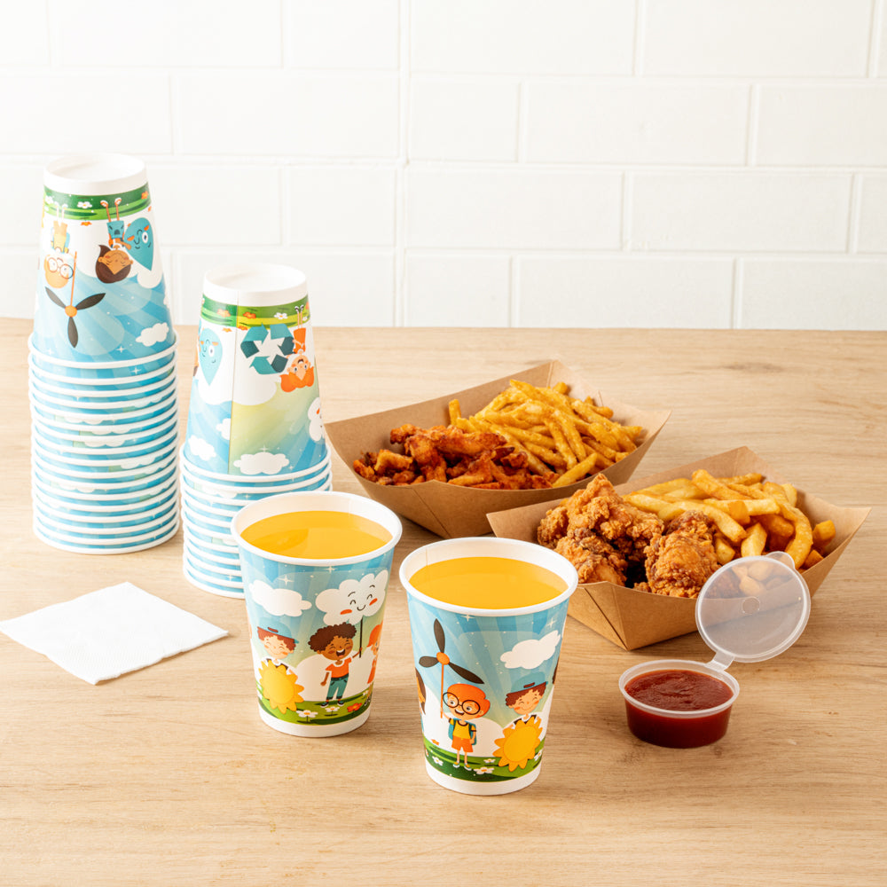RW Kids 12 oz Paper Drinking Cup - 3 1/2" x 3 1/2" x 4 1/4" - 1000 count box