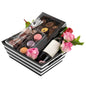 Chef 101 Black and White Stripe Paper Large Gift Box / Market Tray - 9 1/4" x 7 1/4" x 3 1/2" - 10 count box