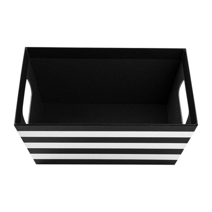 Chef 101 Black and White Stripe Paper Large Gift Box / Market Tray - 9 1/4" x 7 1/4" x 3 1/2" - 10 count box