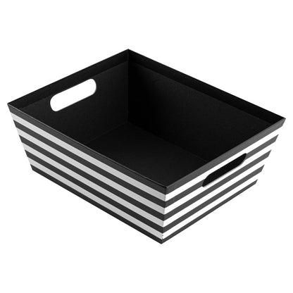 Chef 101 Black and White Stripe Paper Extra Large Gift Box / Market Tray - 12" x 9 1/2" x 4 1/2" - 10 count box