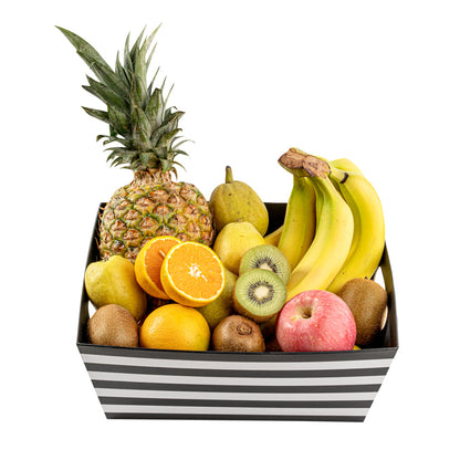 Chef 101 Black and White Stripe Paper Extra Large Gift Box / Market Tray - 12" x 9 1/2" x 4 1/2" - 10 count box