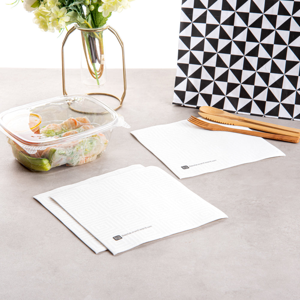 Luxenap Square Greco White Paper Napkin - Air Laid - 15 3/4" x 15 3/4" - 50 count box