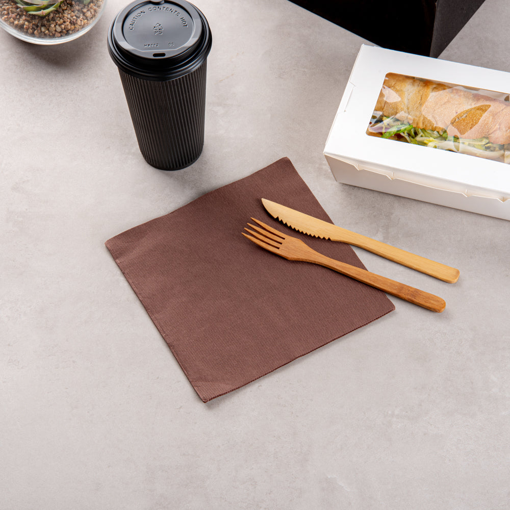 Luxenap Square Brown Paper Napkin - 2-Ply, Micropoint - 15 1/2" x 15 1/4" - 50 count box