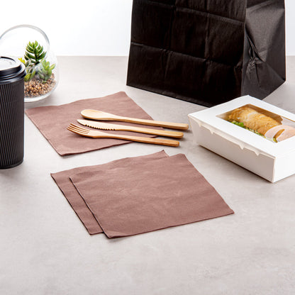 Luxenap Square Brown Paper Napkin - 2-Ply, Micropoint - 15 1/2" x 15 1/4" - 1200 count box