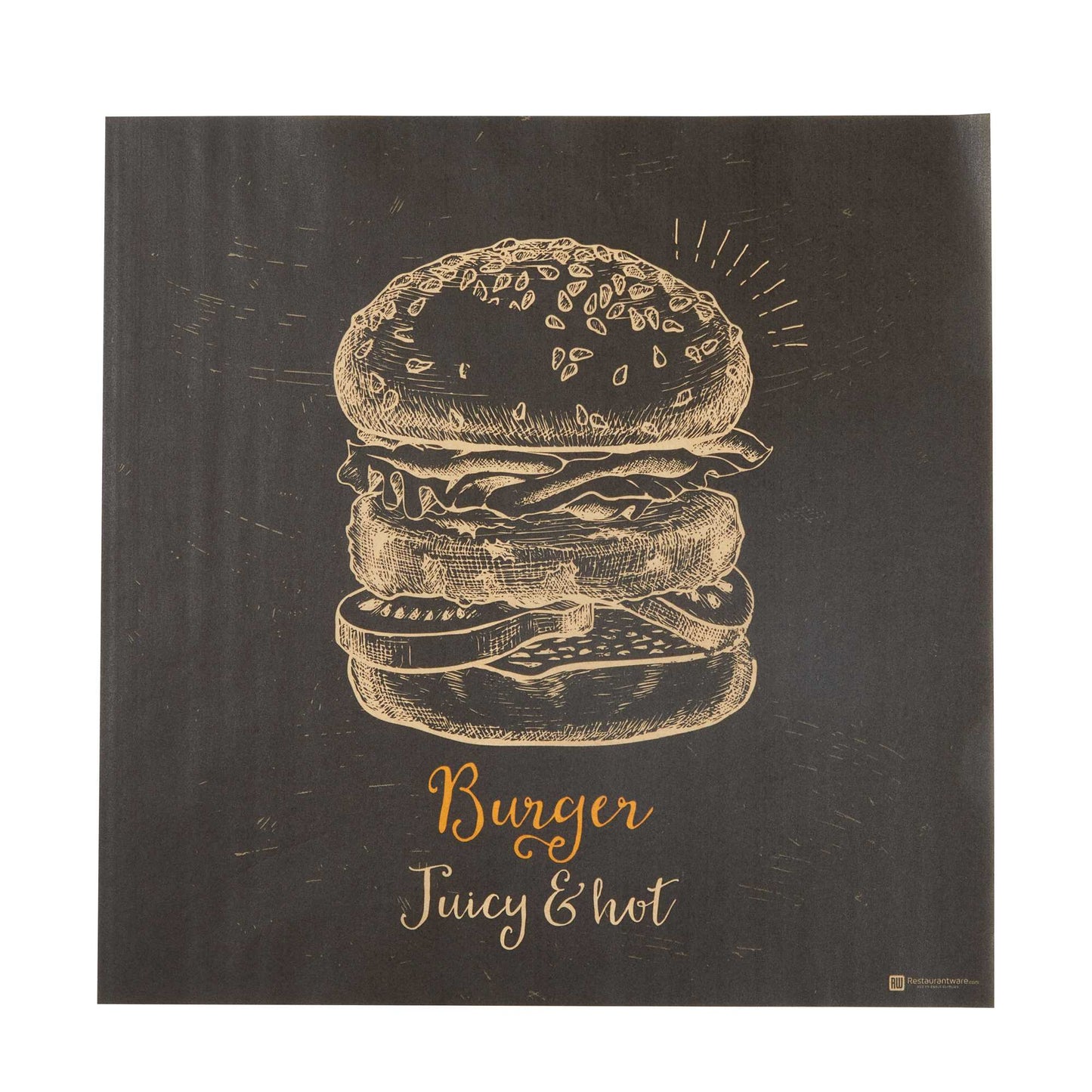 Chef 101 No PFAS Added Kraft Paper Burger Wrap and Fry Basket Liner - Juicy and Hot, Greaseproof, Compostable - 12" x 12" - 2000 count box