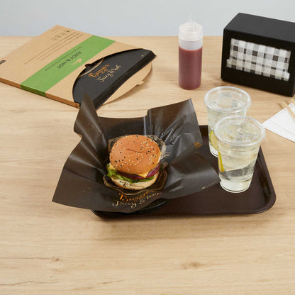 Chef 101 No PFAS Added Kraft Paper Burger Wrap and Fry Basket Liner - Juicy and Hot, Greaseproof, Compostable - 12" x 12" - 2000 count box