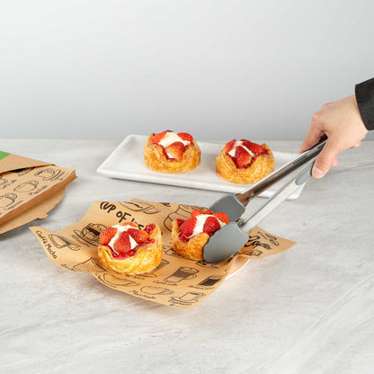 Chef 101 No PFAS Added Kraft Paper Coffee Shop Wrap and Pastry Liner - Cup of Joe, Greaseproof - 12" x 12" - 2000 count box