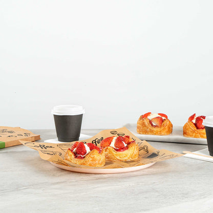 Chef 101 No PFAS Added Kraft Paper Coffee Shop Wrap and Pastry Liner - Cup of Joe, Greaseproof - 12" x 12" - 2000 count box