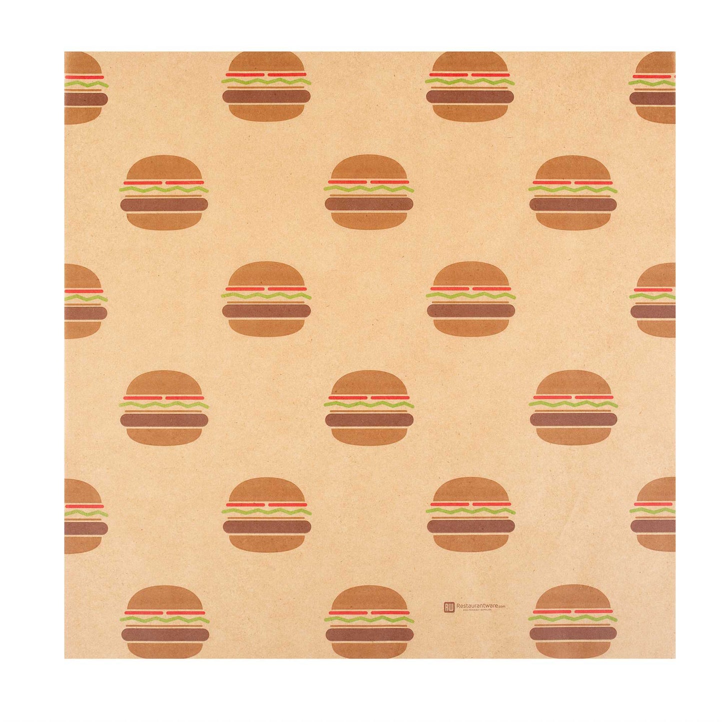 Chef 101 No PFAS Added Kraft Paper Food Wrap and Fry Basket Liner - Mini Burger, Greaseproof - 12" x 12" - 2000 count box