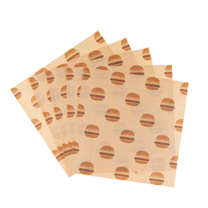 Chef 101 No PFAS Added Kraft Paper Food Wrap and Fry Basket Liner - Mini Burger, Greaseproof - 12" x 12" - 2000 count box