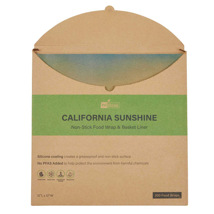 Chef 101 No PFAS Added Kraft Paper Food Wrap and Basket Liner - California Sunshine, Greaseproof, Compostable - 12" x 12" - 2000 count box