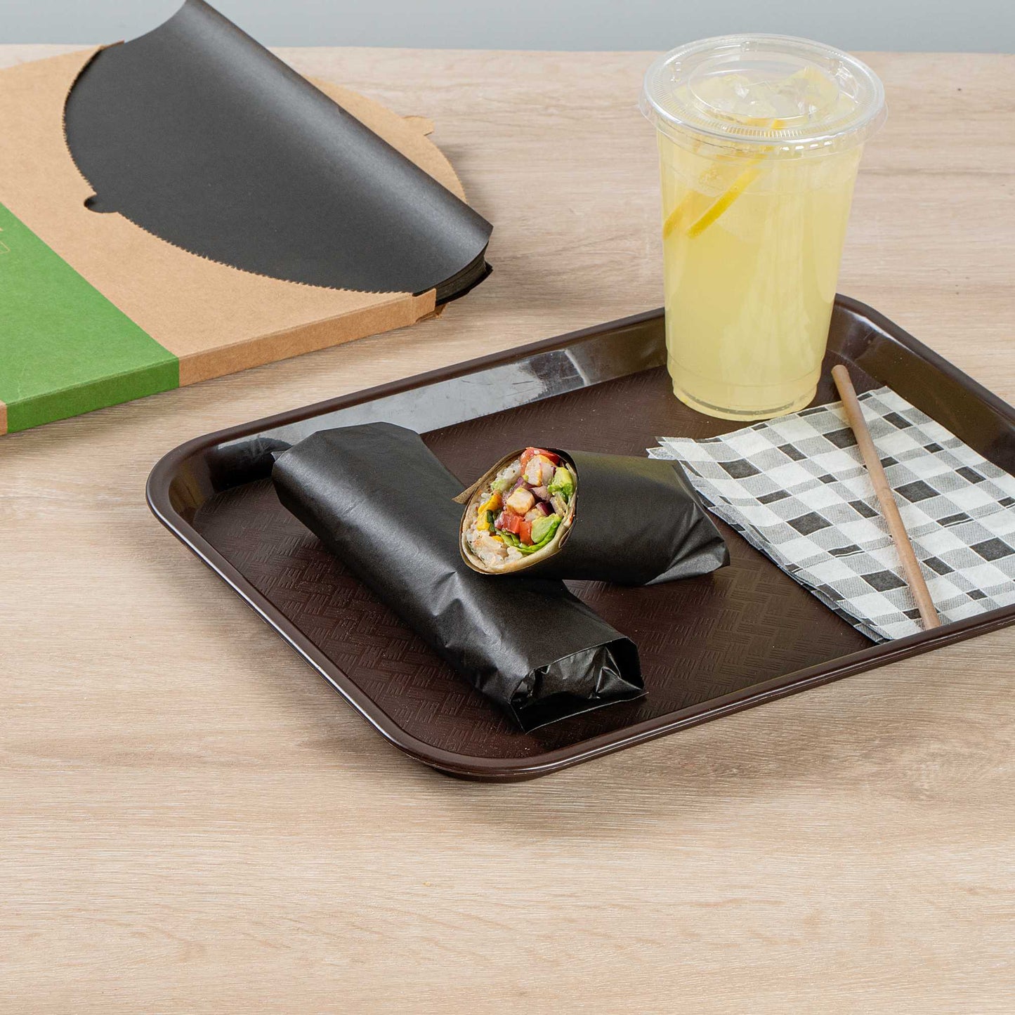 Chef 101 No PFAS Added Black Paper Food Wrap and Basket Liner - Greaseproof, Compostable - 15" x 11" - 2000 count box