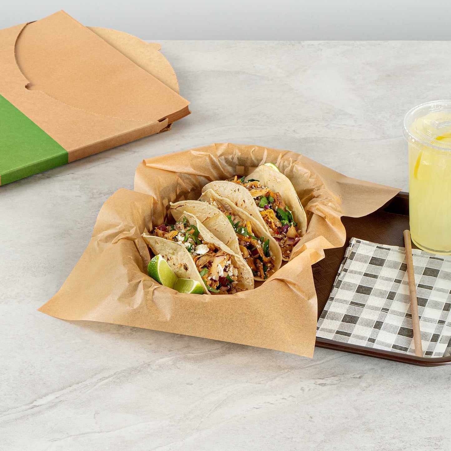 Chef 101 No PFAS Added Kraft Paper Food Wrap and Basket Liner - Greaseproof - 15" x 11" - 200 count box