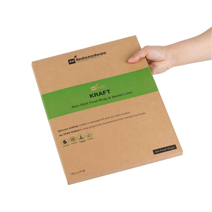 Chef 101 No PFAS Added Kraft Paper Food Wrap and Basket Liner - Greaseproof - 15" x 11" - 200 count box