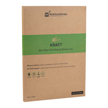 Chef 101 No PFAS Added Kraft Paper Food Wrap and Basket Liner - Greaseproof - 15" x 11" - 2000 count box