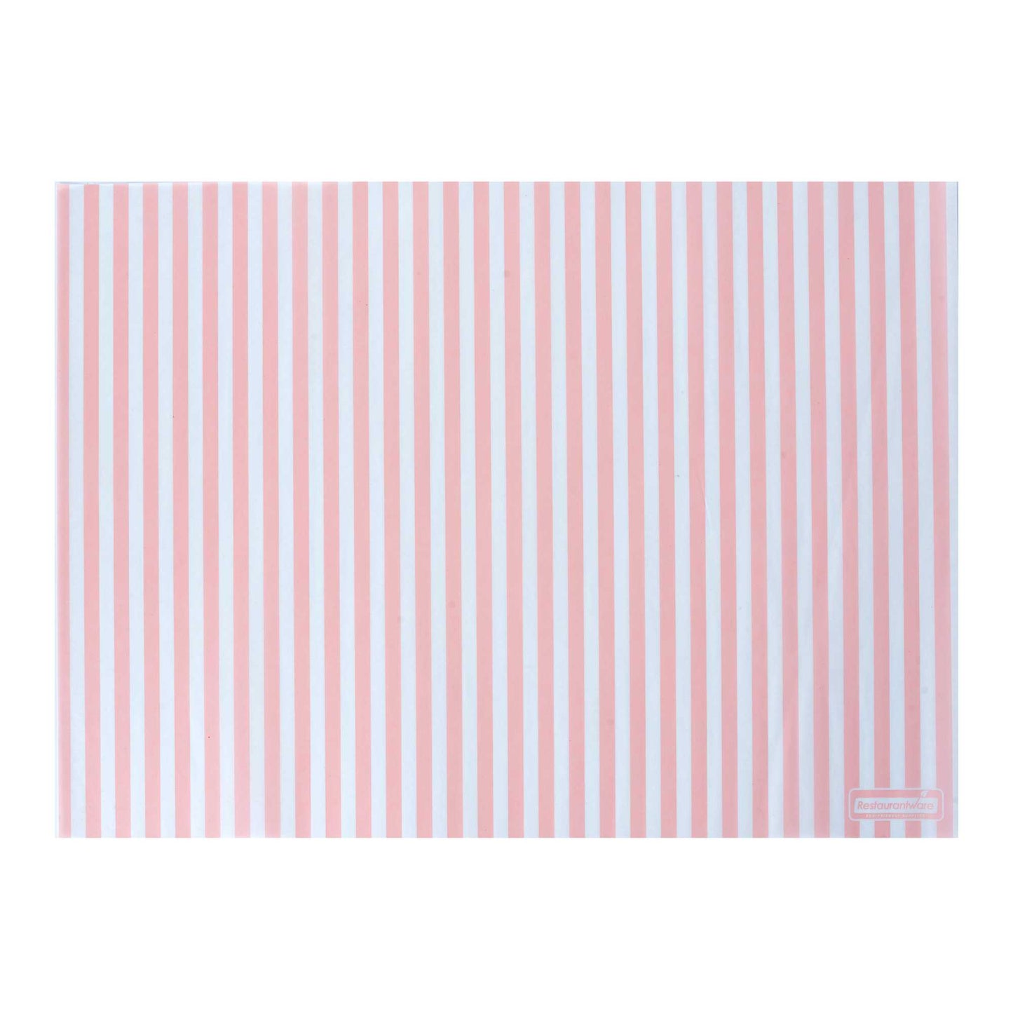 Chef 101 No PFAS Added Pink and White Stripe Paper Food Wrap and Basket Liner - Greaseproof, Compostable - 15" x 11" - 200 count box