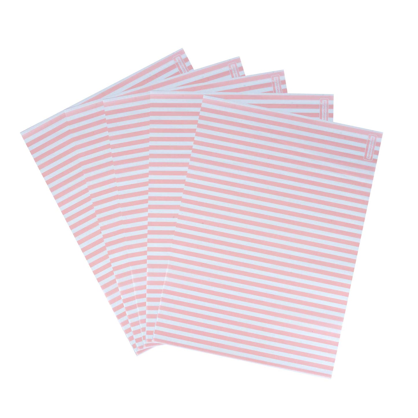 Chef 101 No PFAS Added Pink and White Stripe Paper Food Wrap and Basket Liner - Greaseproof, Compostable - 15" x 11" - 2000 count box