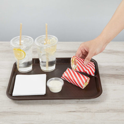 Chef 101 No PFAS Added Red and White Stripe Paper Food Wrap and Basket Liner - Greaseproof, Compostable - 15" x 11" - 200 count box