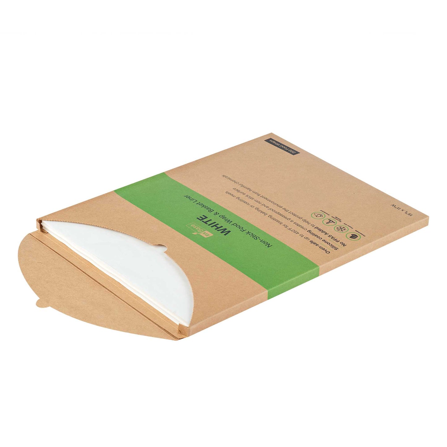 Chef 101 No PFAS Added White Paper Food Wrap and Basket Liner - Greaseproof, Compostable - 15" x 11" - 200 count box
