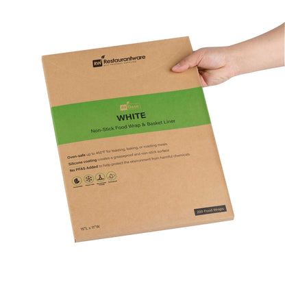 Chef 101 No PFAS Added White Paper Food Wrap and Basket Liner - Greaseproof, Compostable - 15" x 11" - 2000 count box