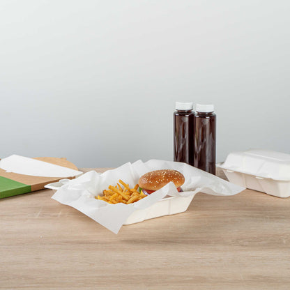 Chef 101 No PFAS Added White Paper Food Wrap and Basket Liner - Greaseproof, Compostable - 15" x 11" - 2000 count box