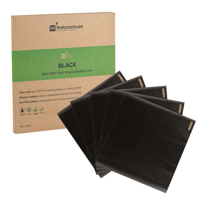 Chef 101 No PFAS Added Black Paper Bakery Wrap and Basket Liner - Greaseproof - 12" x 12" - 2000 count box