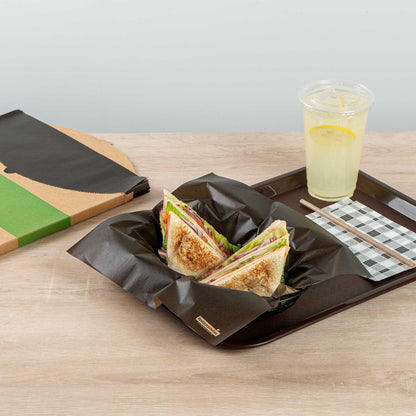 Chef 101 No PFAS Added Black Paper Bakery Wrap and Basket Liner - Greaseproof - 12" x 12" - 200 count box
