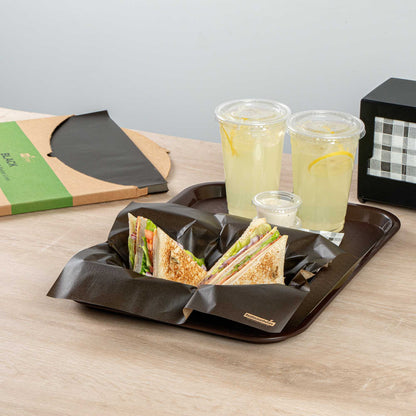 Chef 101 No PFAS Added Black Paper Bakery Wrap and Basket Liner - Greaseproof - 12" x 12" - 2000 count box