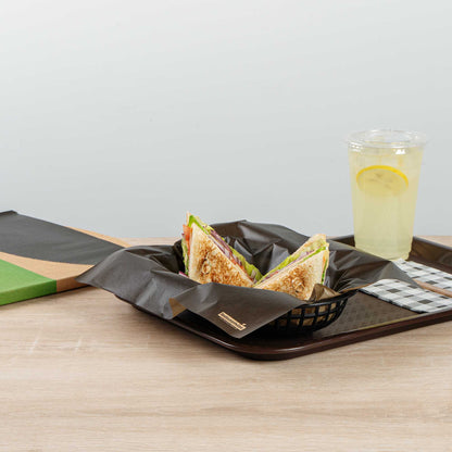 Chef 101 No PFAS Added Black Paper Bakery Wrap and Basket Liner - Greaseproof - 12" x 12" - 2000 count box