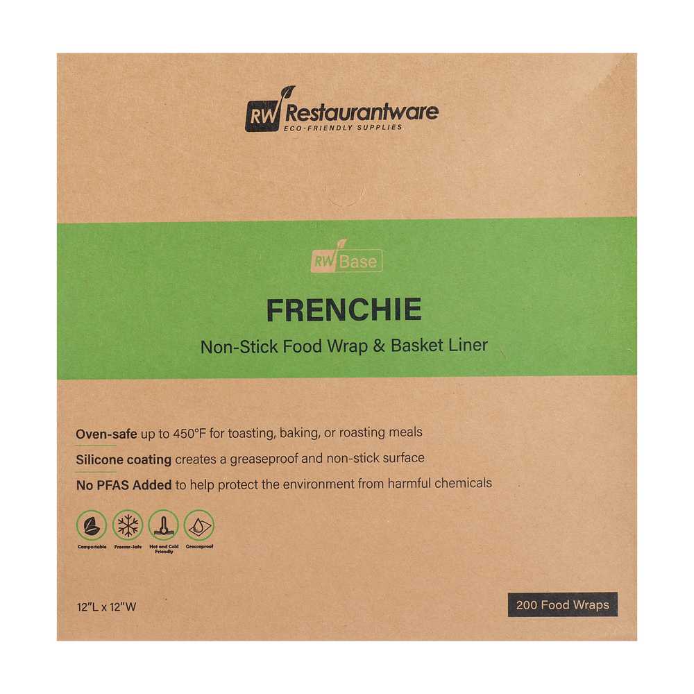Chef 101 No PFAS Added Frenchie Paper Bakery Wrap and Basket Liner - Greaseproof - 12" x 12" - 2000 count box