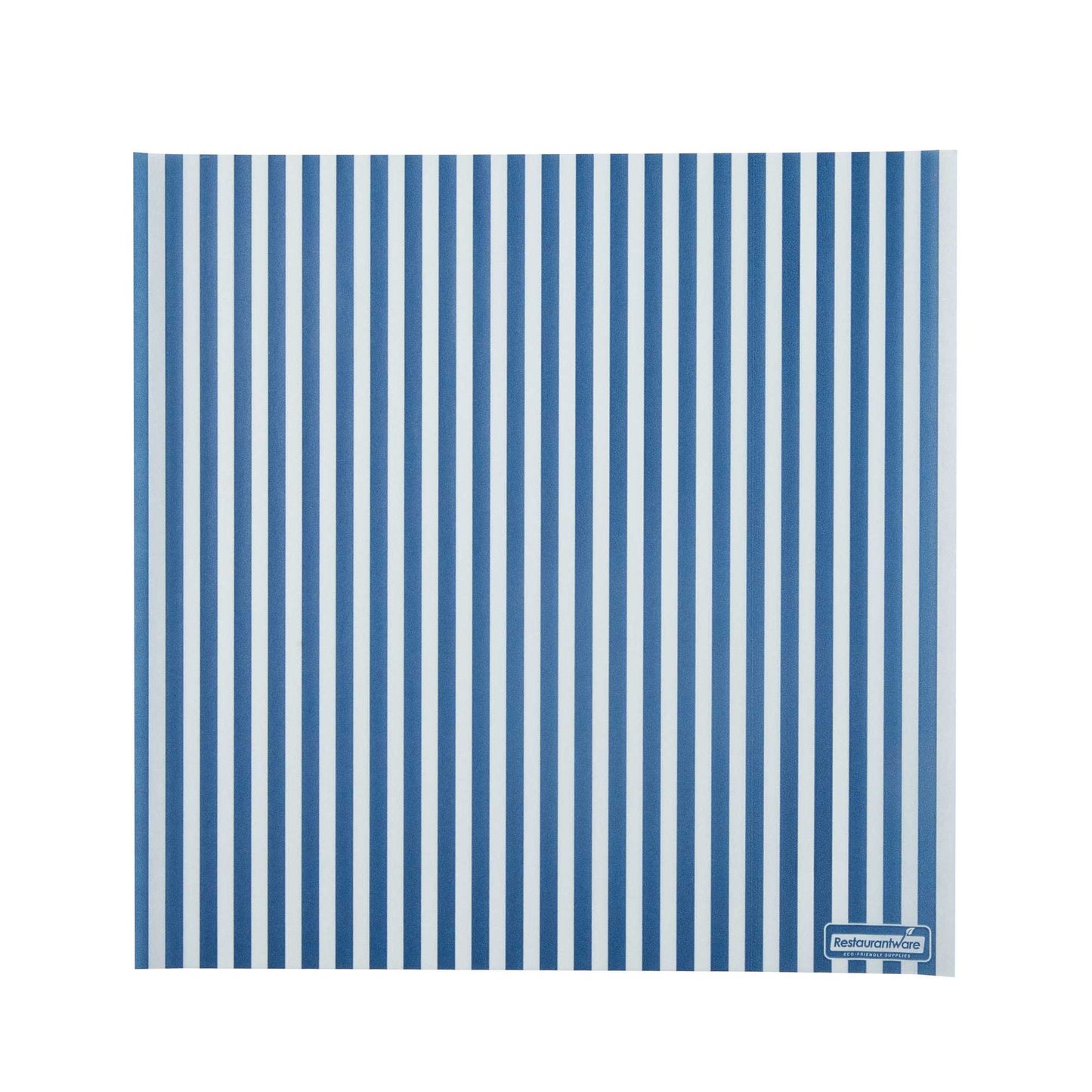 Chef 101 No PFAS Added Blue and White Stripe Paper Bakery Wrap and Basket Liner - Greaseproof - 12" x 12" - 200 count box