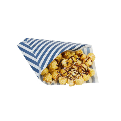 Chef 101 No PFAS Added Blue and White Stripe Paper Bakery Wrap and Basket Liner - Greaseproof - 12" x 12" - 200 count box