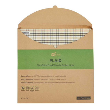 Chef 101 No PFAS Added Plaid Paper Bakery Wrap and Basket Liner - Greaseproof - 12" x 12" - 2000 count box